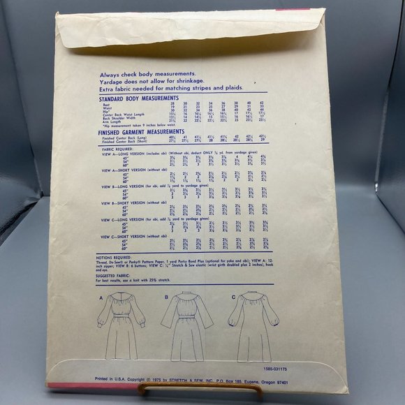 UNCUT Vintage Sewing PATTERN Stretch and Sew 1585 by Ann Person, Ladies 1975 - Picture 2 of 2